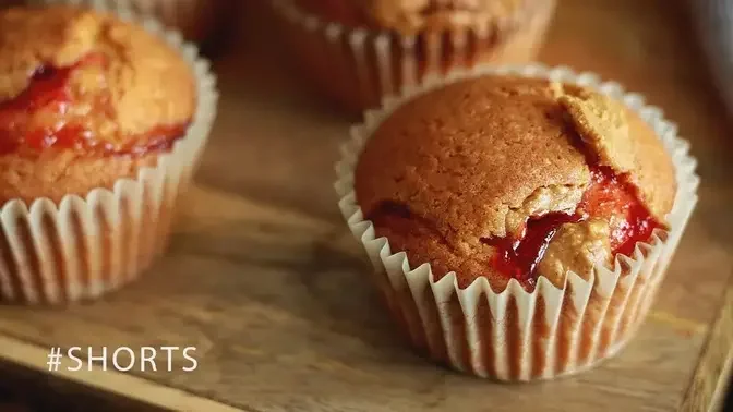 PEANUT BUTTER and JAM Muffins #Shorts