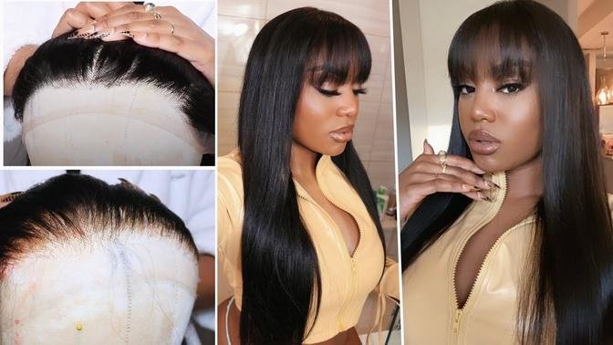 HOW TO ACHIEVE NATURAL HAIRLINE ON LACE FRONTALS, BLEACHING KNOTS+ SELENA BANGS . LUVME HAIR