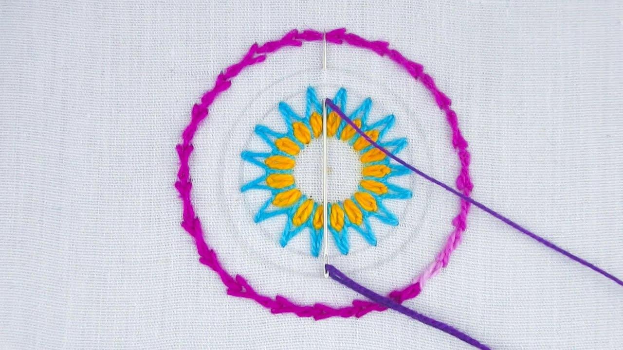 Hand Embroidery | Modern Circle Flower Hand Embroidery Tutorial for Beginner