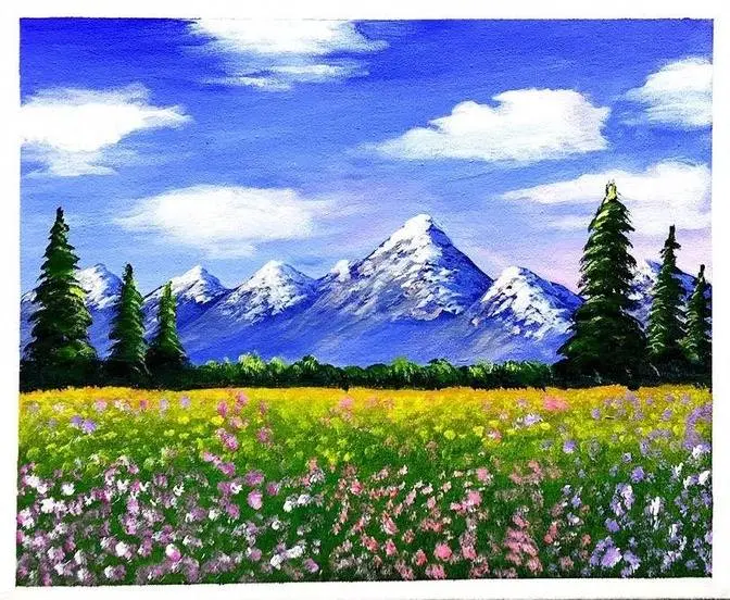 winter season snowy mountain acrylic painting for beginners/Easy painting snwy mountains / khan art