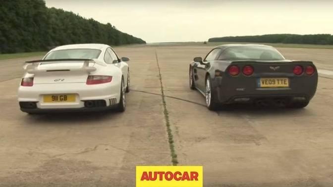 Porsche 911 GT2 v Corvette ZR1 - drag race by autocar.co.uk.mp4
