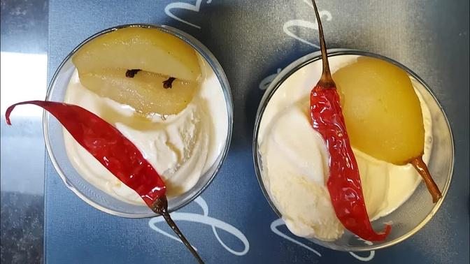 Poaching pears from my garden for quick, delicious chillies dessert/TAC #asmr#cooking#dessert#tac