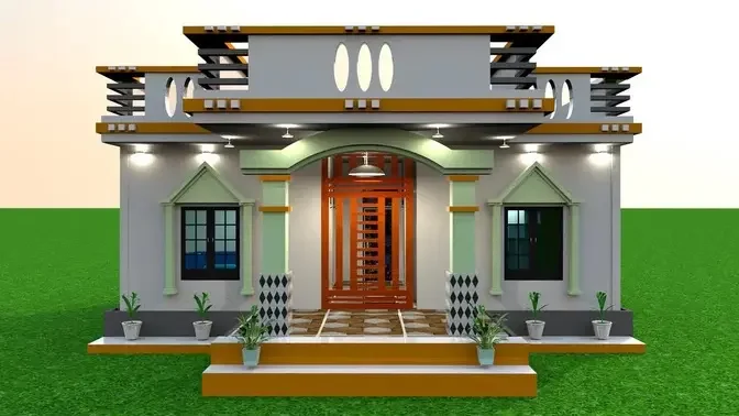 3 Bedroom Home Design With Porch , 900 SQFT Ghar ka Naksha