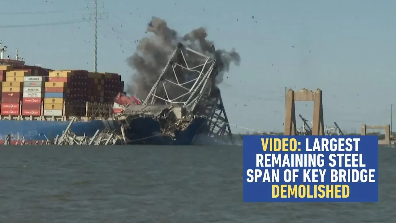VIDEO: Largest Remaining Steel Span of Key Bridge Demolished