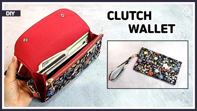 DIY Simple clutch wallet with zipper pocket and card slots / wrist strap long wallet [Tendersmile]