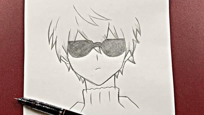 Easy to draw | how to draw anime boy wearing sunglasses easy step-by-step