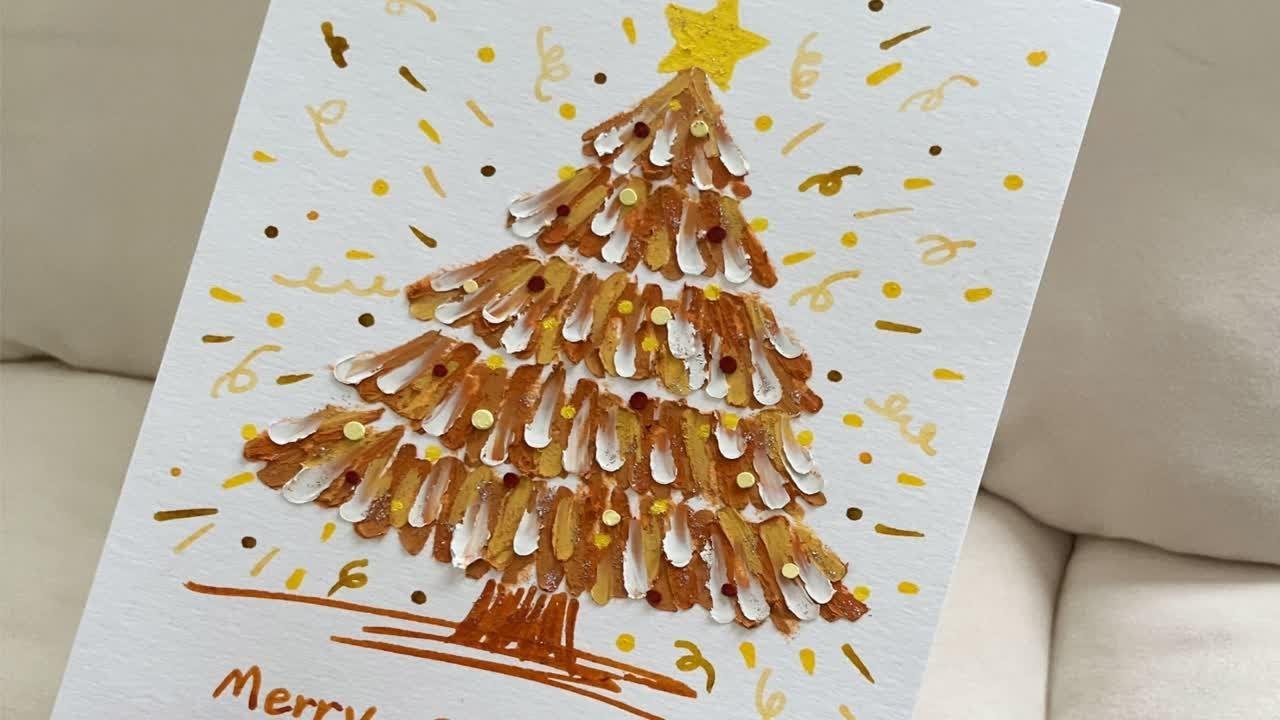油画棒」焦糖味的圣诞树你爱了吗