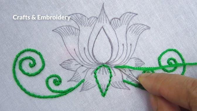 Hand Embroidery, Easy Embroidery Design for Dresses, Flower Embroidery Tutorial