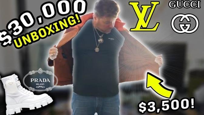 $30,000 UNBOXING! #2. +$30k HAUL: GUCCI PRADA VERSACE BURBERRY GIVENCHY BALMAIN LOUIS VUITTON HEX