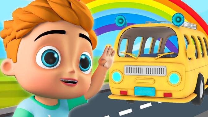 Wheels On The Bus Goes Round and Round + More Nursery Rhymes & 3D Cartoons!