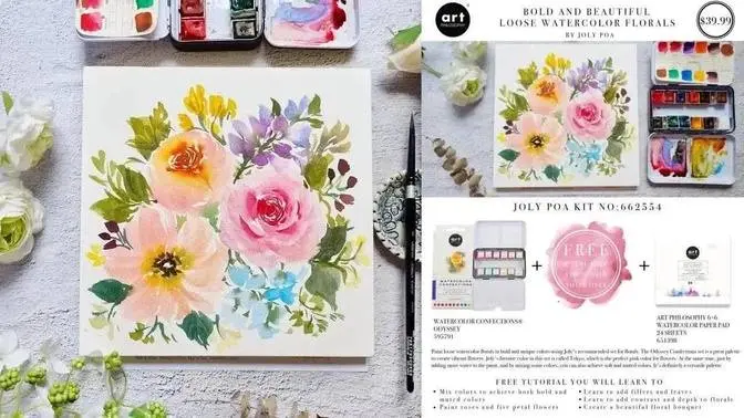 Bold and Beautiful Loose Watercolor Florals by Joly Poa