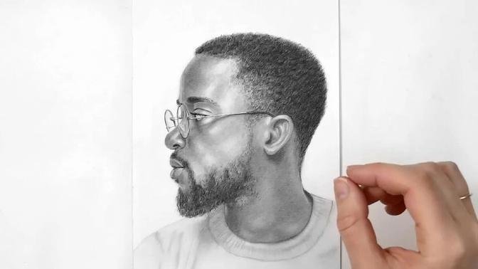 Drawing a Man Portrait with Graphite Pencils