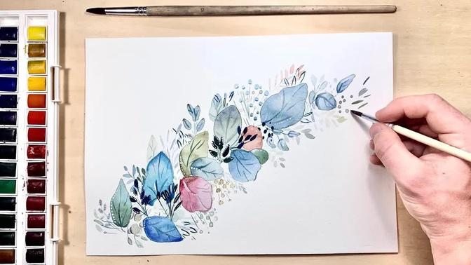 Watercolor For Beginners: Painting Leaves & Fern | Watercolor Series #1