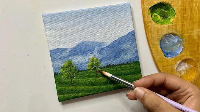 Tea garden painting/acrylic painting tutorial/acrylic painting for beginners tutorial/ landscape