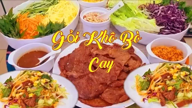 Hot Gỏi Khô Bò Tươi Pha sốt cay độc đáo Hot Papaya Cucumber Mango fresh beef & Special spicy sauce