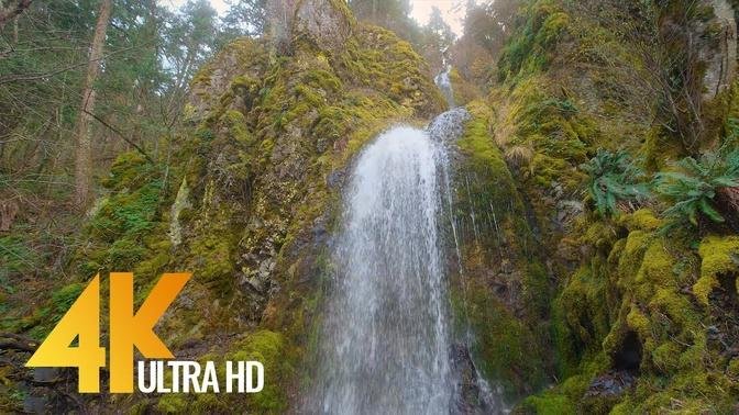 Beautiful Waterfalls of Oregon in Wintertime - Breathtaking Nature Scenery & Waterfall Sounds
