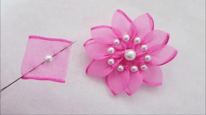Amazing Ribbon Flower Work - Super Easy Flower Making Ideas - Hand Embroidery Tricks - Sewing Hack