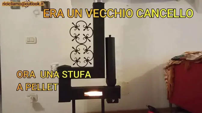 stufa pellet fai da te da un vecchio cancello