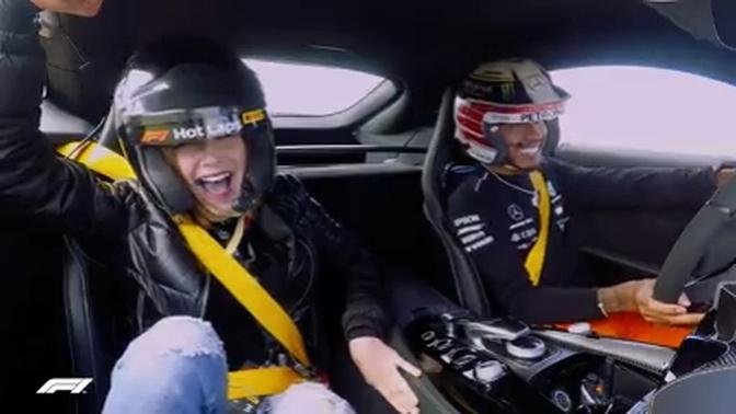 Millie Bobby Brown's Lap With Lewis Hamilton | F1 Pirelli Hot Laps