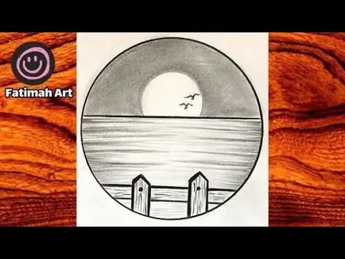 Easy Pencil Drawing in a Circle Scenery || Very Easy Circle Scenery Drawing