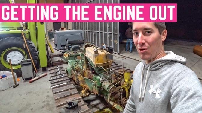 Pulling The Trashed ENGINE Out Of My John Deere 420C CRAWLER.