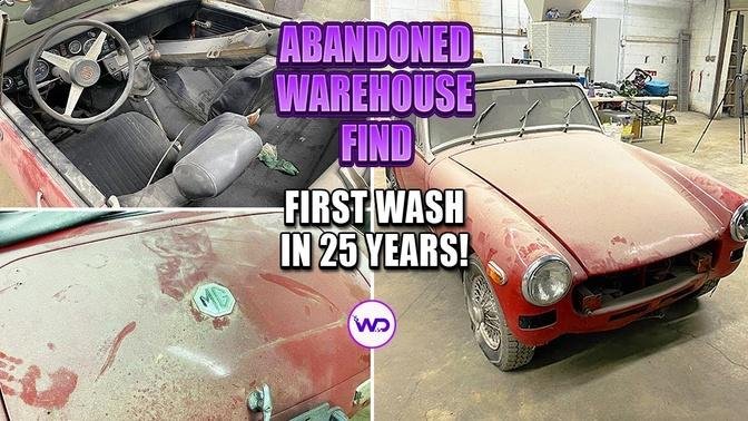 ABANDONED WAREHOUSE FIND First Wash In 25 Years MG Midget! Satisfying Car Detailing Restoration.