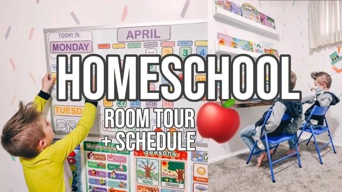 🍎Homeschool Room Tour + Schedule With 3 Kids (Preschool - 1st Grade