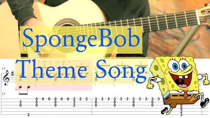 SPONGEBOB THEME SONG - Full Tutorial with TAB - Fingerstyle Guitar