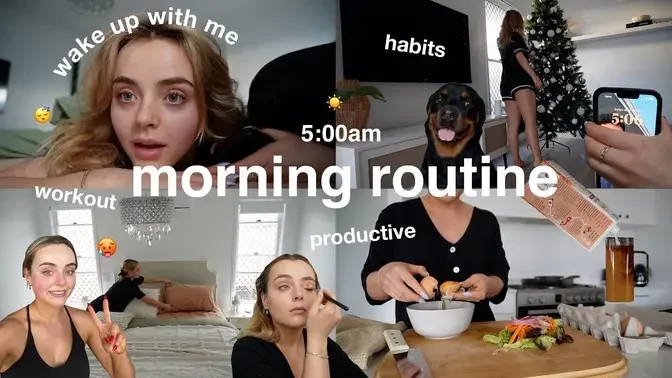 5_00am MORNING ROUTINE _ workout _ HEALTHY HABITS _ PRODUCTIVE + night routine _ Conagh Kathleen