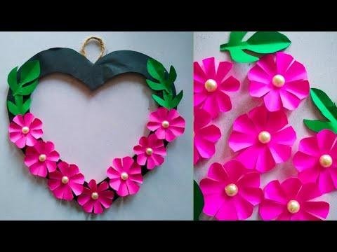Diy paper flower wall hanging/ How to make paper flower wall hanging craft/ Easy home decor ideas