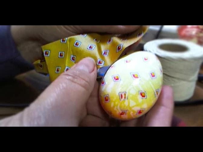 DIY Learn How to Dye Easter Eggs with Silk Tie or Scarf - Egg Ties Tutorial by Valerie Jurkowski
