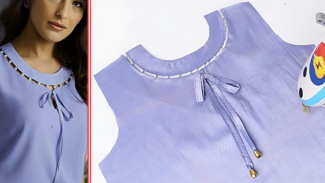 Latest Sewing Tips and Tricks DIY/Beautiful & Easy Neck Design for Kurti/Suit Cutting and Stitching