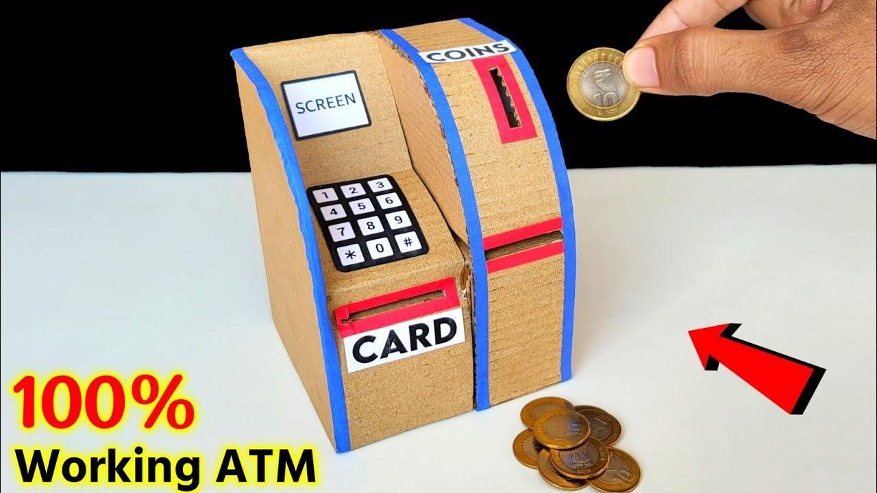 how to make cardboard ATM at home | Mini working atm | coin bank making | Best cardboard projects