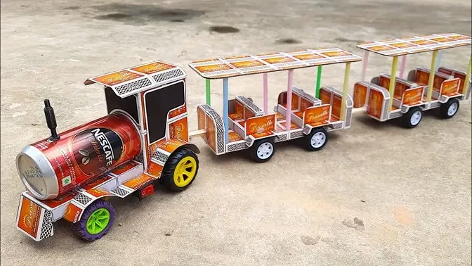 How to make Matchbox Tourist Train at Home 🚆  | DIY Trackless wheel Train | Matchbox Passenger Trai