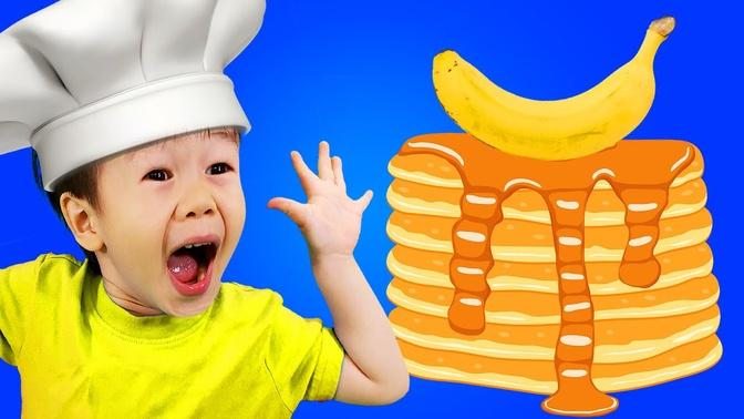 Yummy banana pancakes! Just 3 ingredients...using a fun Animal Pancake Pan!