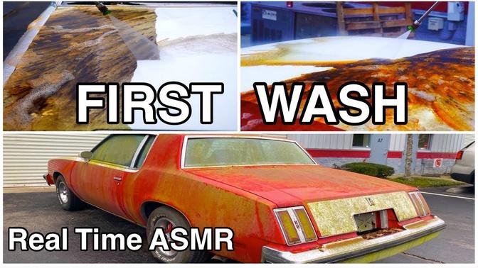 ABANDONED Barnyard Find _ Moldy Cutlass _ First Wash _ Car Detailing Restoration! Real Time ASMR