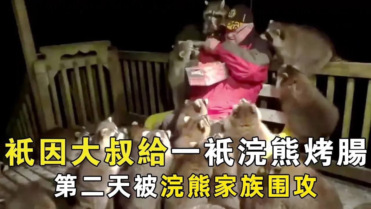 只因大叔给一只浣熊烤肠，第二天被浣熊家族围攻，每个小可爱都想吃烤肠！小【小奶狗觀影】