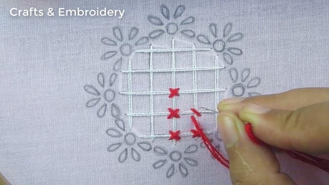 Hand Embroidery,  Easy Cushion Cover  Embroidery Tutorial, Cushion Embroidery Design