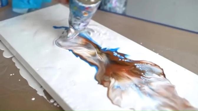 6 Ocean Acrylic Pour Paintings - Satisfying Art / Beginner fluid painting