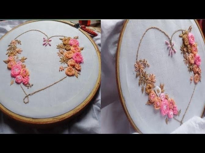 -Hand embroidery love tutorial beginner__ embroidery easy rose design 2023.